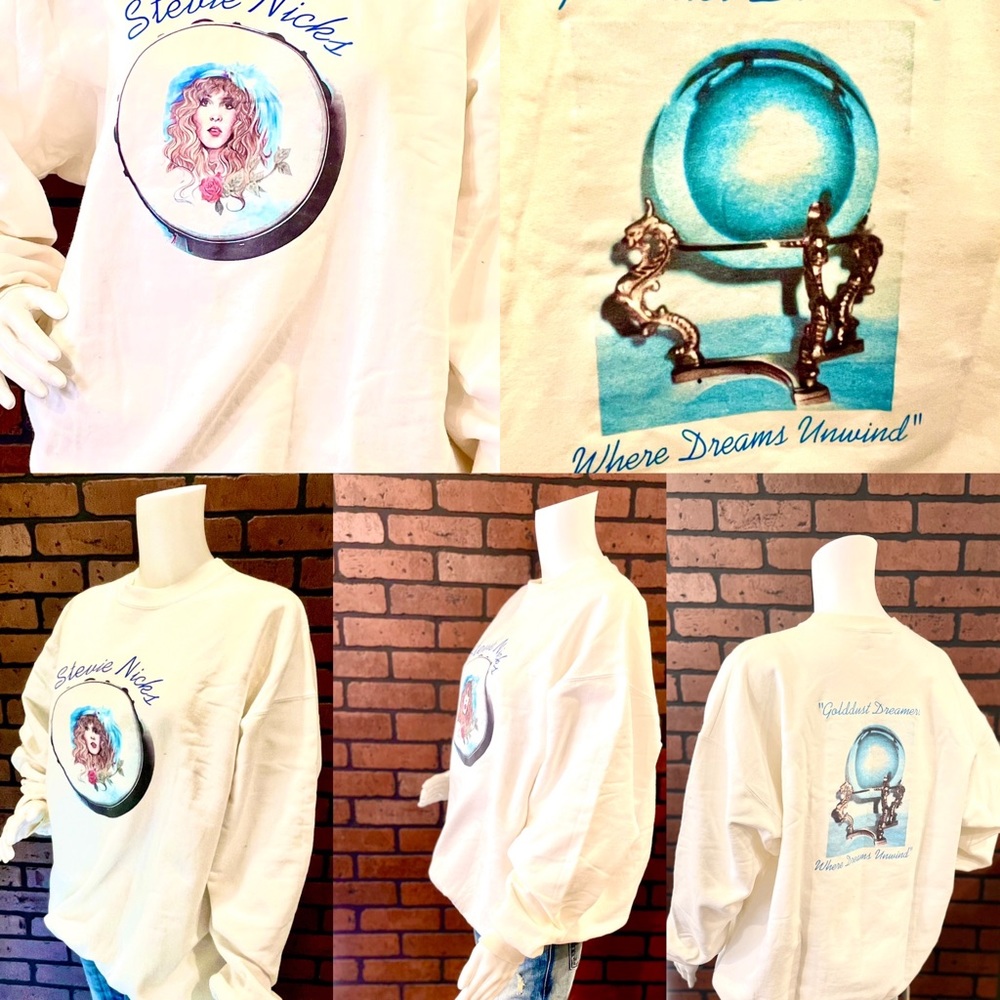 RARE 1/50 Stevie Nicks Sweatshirt Two Sided Where Dreams Unwind Crystal Ball Lg